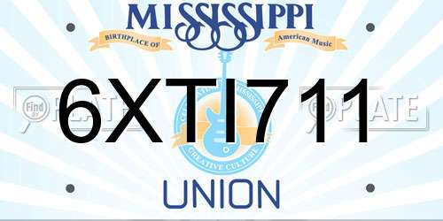 6XTI711 Mississippi License Plate