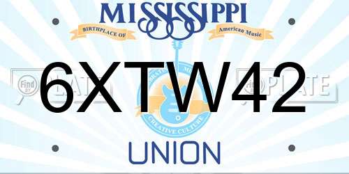 6XTW42 Mississippi License Plate