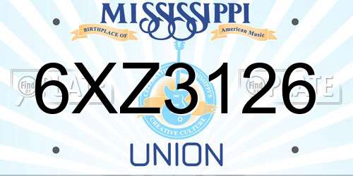 6XZ3126 Mississippi License Plate