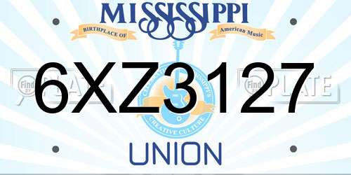 6XZ3127 Mississippi License Plate