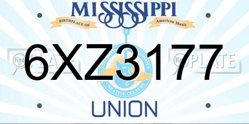 6XZ3177 Mississippi License Plate