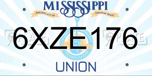 6XZE176 Mississippi License Plate