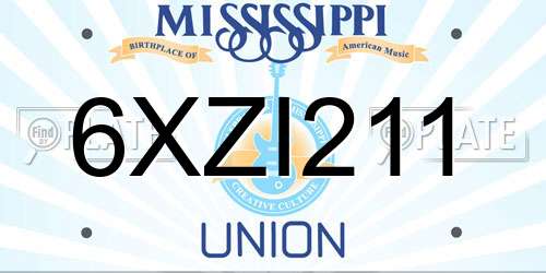 6XZI211 Mississippi License Plate