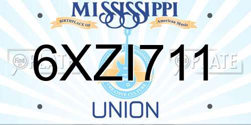 6XZI711 Mississippi License Plate