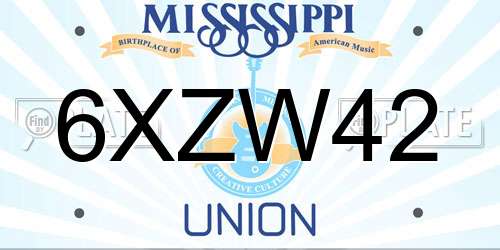 6XZW42 Mississippi License Plate