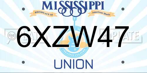 6XZW47 Mississippi License Plate