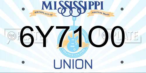 6Y71O0 Mississippi License Plate