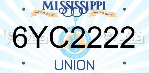6YC2222 Mississippi License Plate