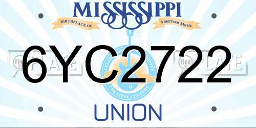 6YC2722 Mississippi License Plate