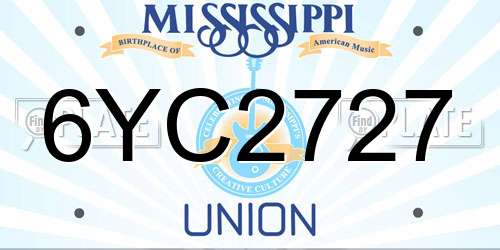 6YC2727 Mississippi License Plate