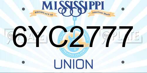6YC2777 Mississippi License Plate
