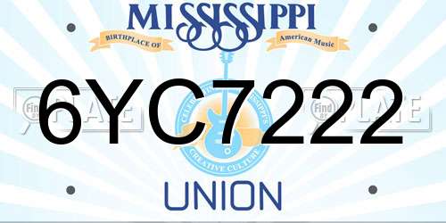 6YC7222 Mississippi License Plate