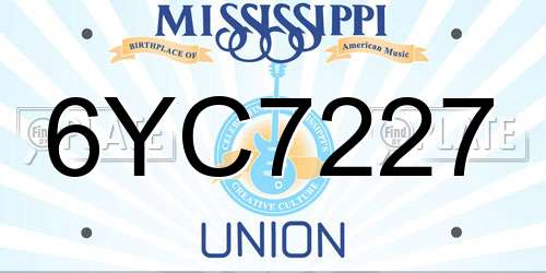 6YC7227 Mississippi License Plate