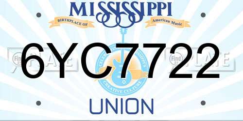 6YC7722 Mississippi License Plate
