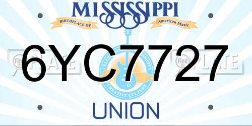6YC7727 Mississippi License Plate