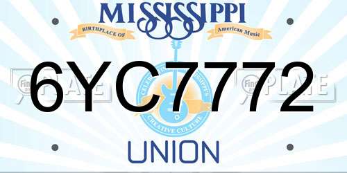 6YC7772 Mississippi License Plate