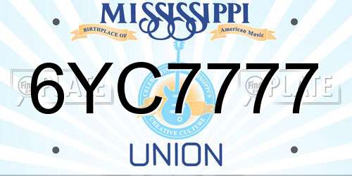 6YC7777 Mississippi License Plate