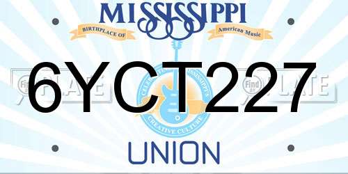 6YCT227 Mississippi License Plate