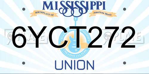 6YCT272 Mississippi License Plate