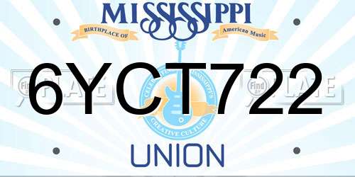 6YCT722 Mississippi License Plate