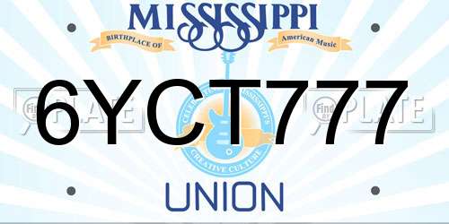 6YCT777 Mississippi License Plate