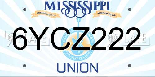 6YCZ222 Mississippi License Plate