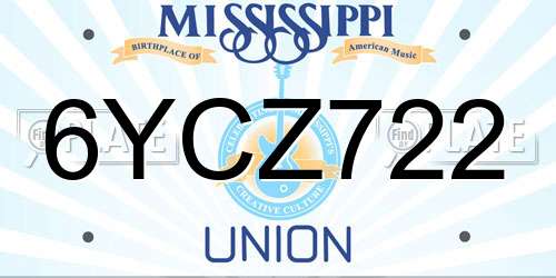 6YCZ722 Mississippi License Plate