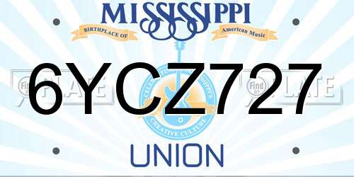 6YCZ727 Mississippi License Plate