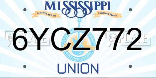 6YCZ772 Mississippi License Plate