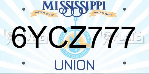 6YCZ777 Mississippi License Plate