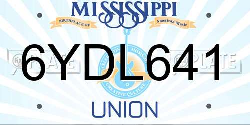 6YDL641 Mississippi License Plate