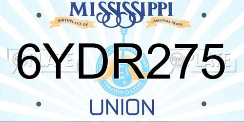6YDR275 Mississippi License Plate