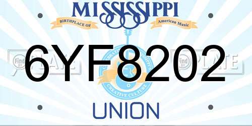 6YF8202 Mississippi License Plate