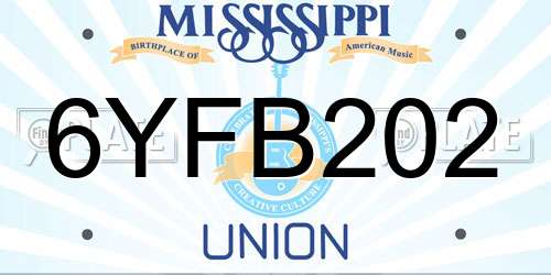 6YFB202 Mississippi License Plate
