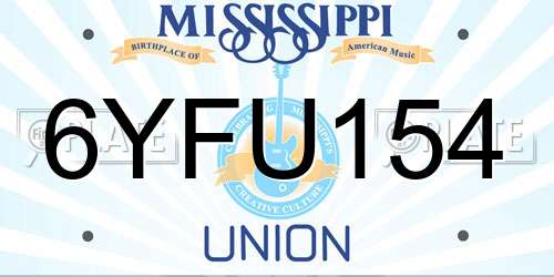 6YFU154 Mississippi License Plate