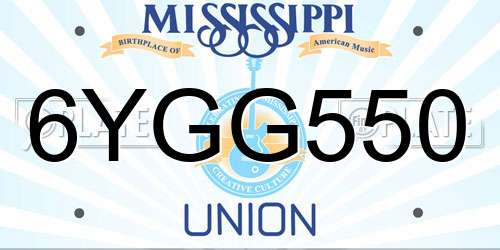 6YGG550 Mississippi License Plate
