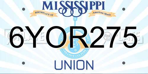 6YOR275 Mississippi License Plate