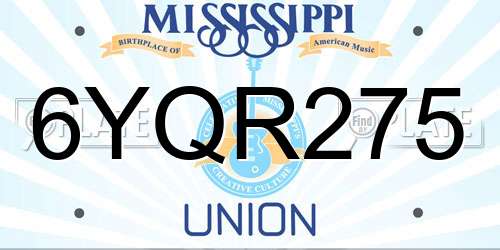 6YQR275 Mississippi License Plate
