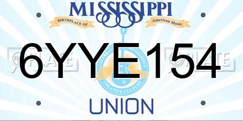 6YYE154 Mississippi License Plate