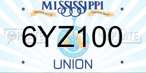6YZ100 Mississippi License Plate