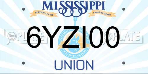 6YZI00 Mississippi License Plate