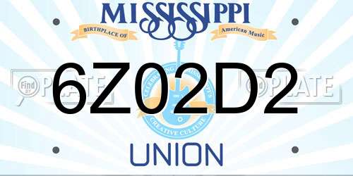 6Z02D2 Mississippi License Plate