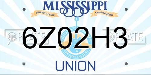 6Z02H3 Mississippi License Plate
