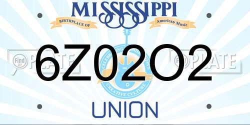 6Z02O2 Mississippi License Plate