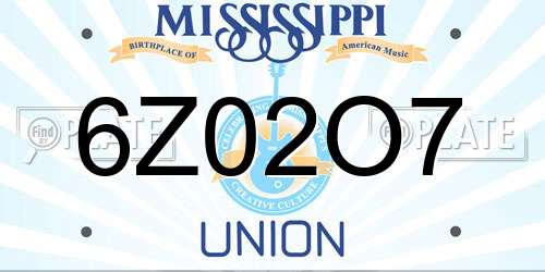 6Z02O7 Mississippi License Plate