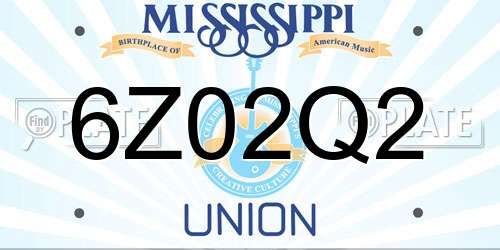 6Z02Q2 Mississippi License Plate