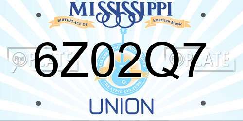 6Z02Q7 Mississippi License Plate