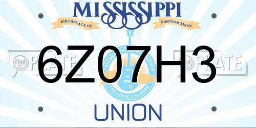 6Z07H3 Mississippi License Plate