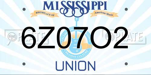 6Z07O2 Mississippi License Plate
