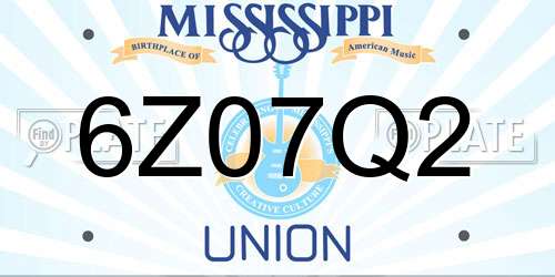 6Z07Q2 Mississippi License Plate